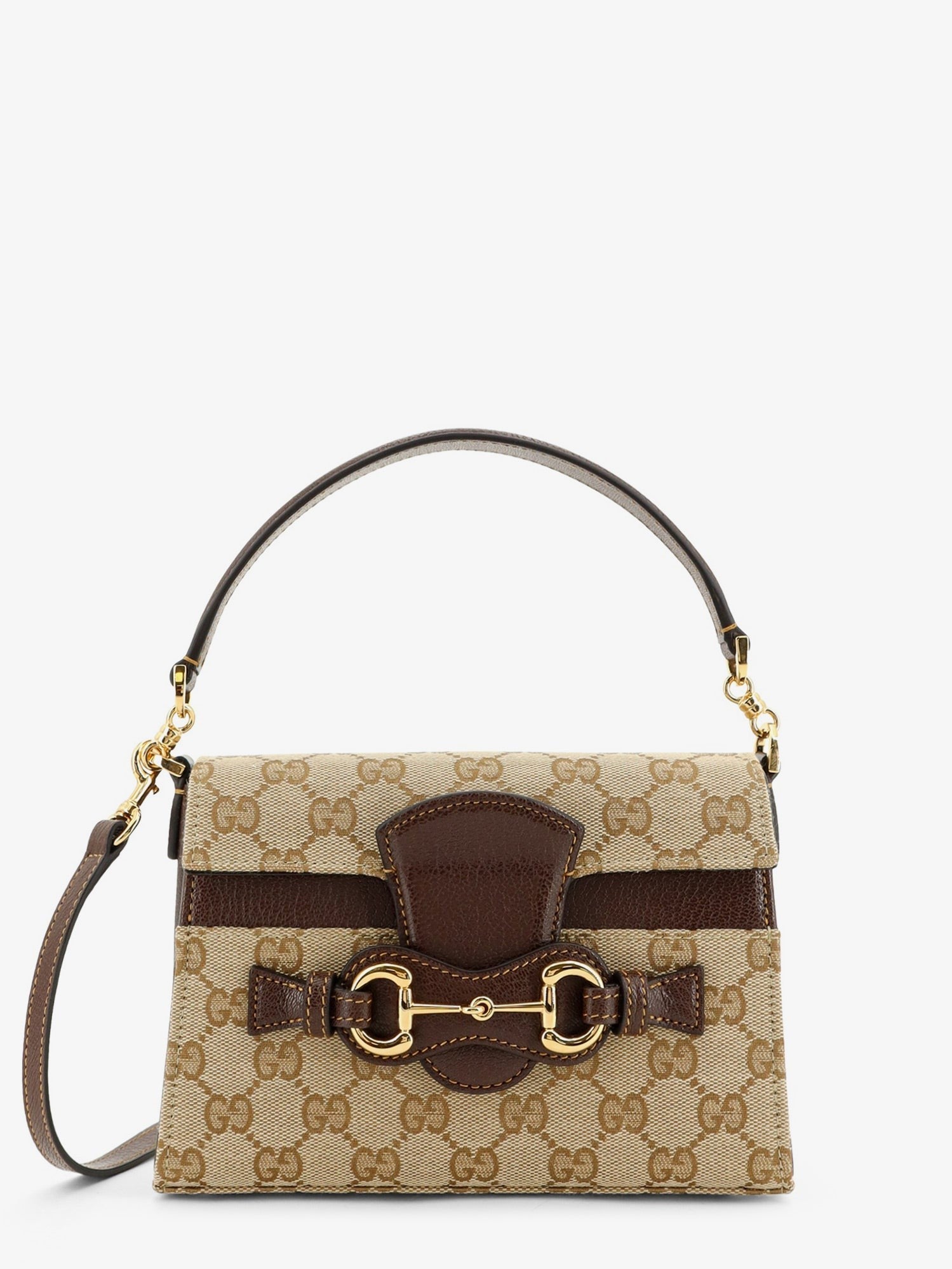 Gucci Women's Horsebit Duomo GG Canvas Handbag Brown