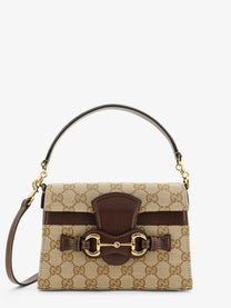 Gucci Women's Horsebit Duomo GG Canvas Handbag Brown