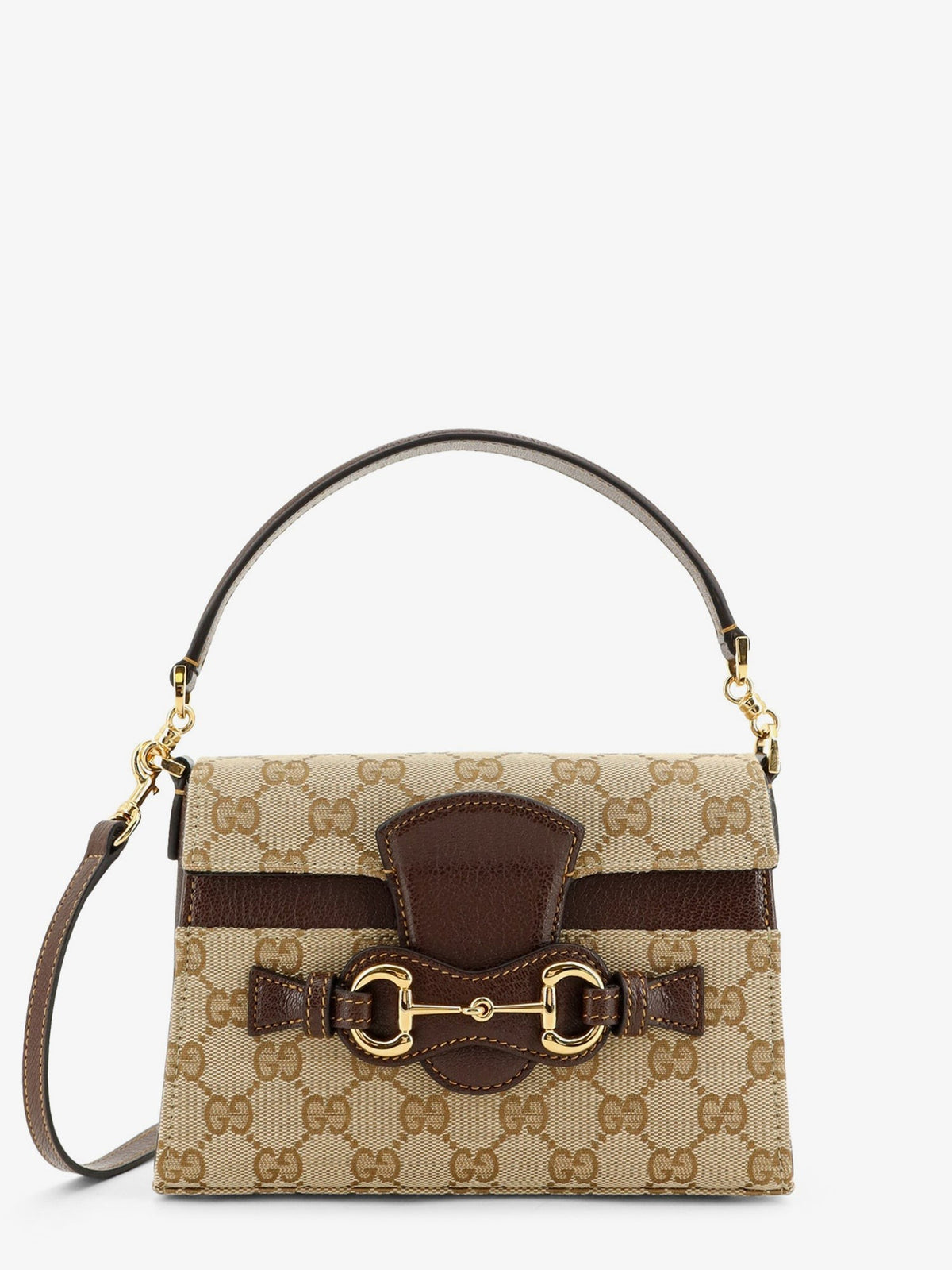 Gucci Women's Horsebit Duomo GG Canvas Handbag Brown