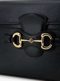 Gucci Women's Horsebit Duomo Leather Handbag Black