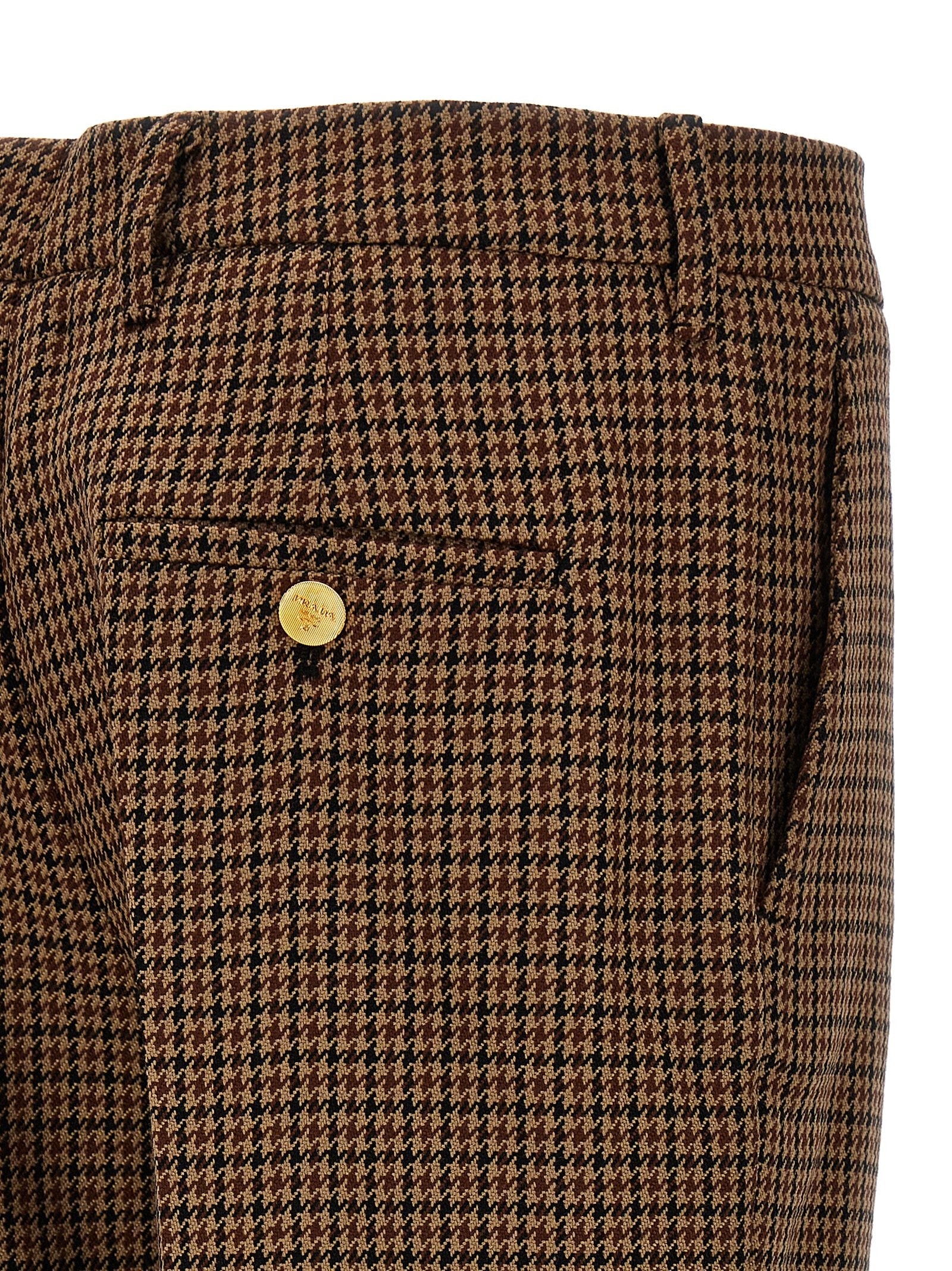 PRADA Houndstooth Pants Brown