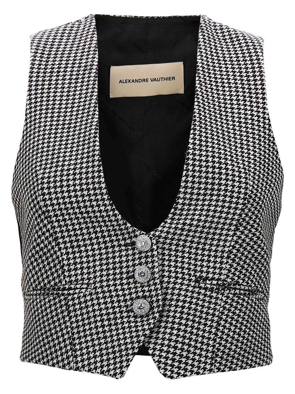 Alexandre Vauthier Houndstooth Waistcoat White