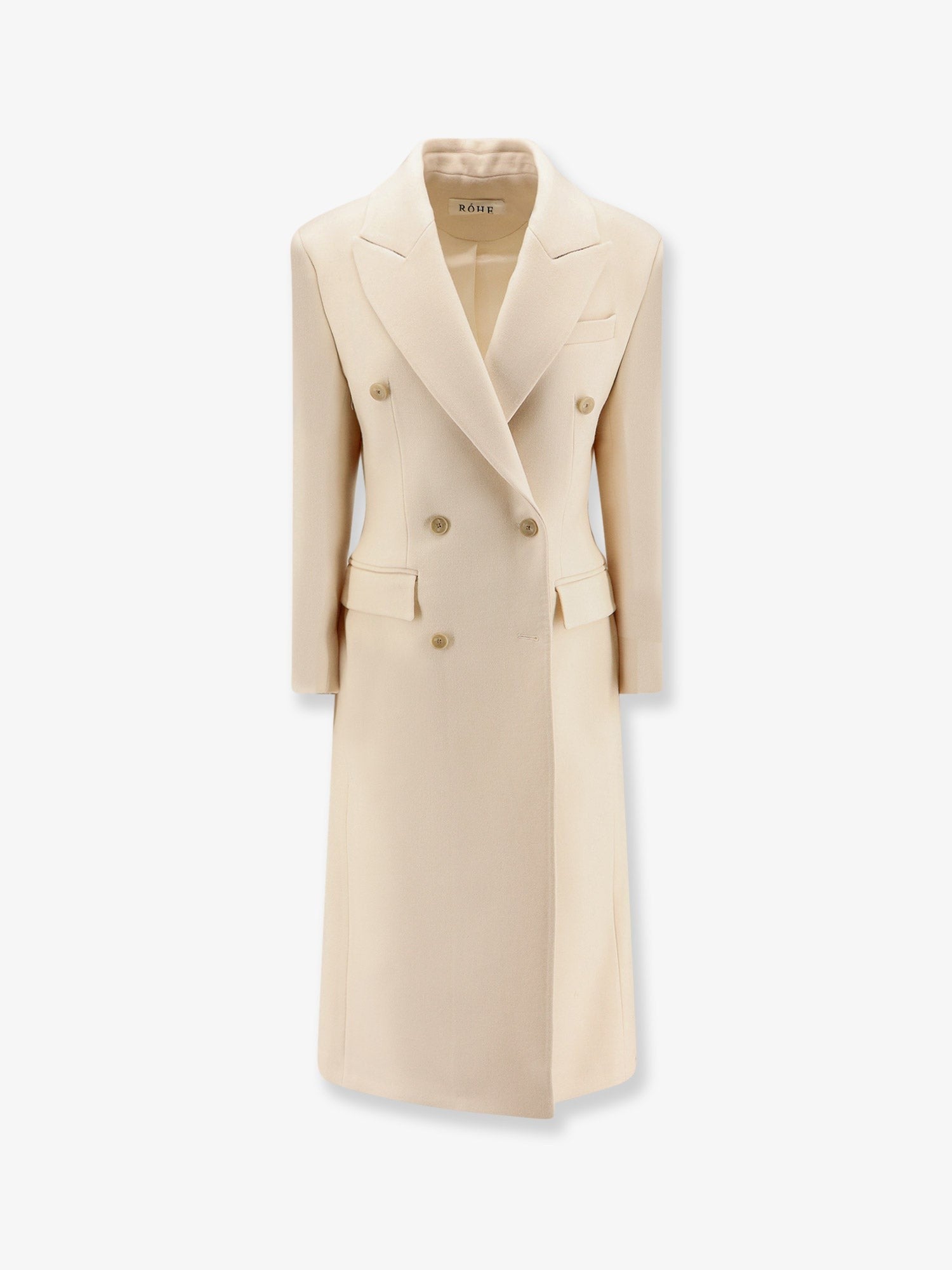 Rohe Women's Hourglass Wool Double Breasted Coat White