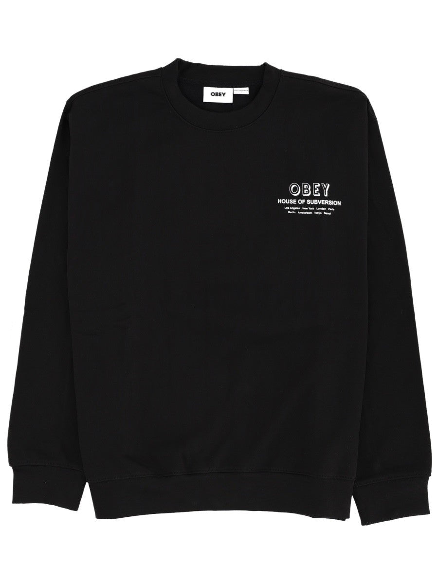 Obey Men's House of Subversion Sweatshirt Black Obey