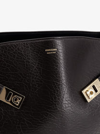 Ferragamo Women's Hug Leather Shoulder Bag Black