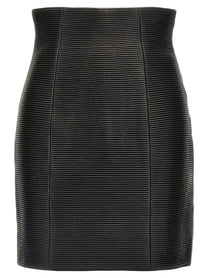 Balmain HW Rolled Skirt Black