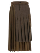 Sacai Hybrid Construction Skirt Brown