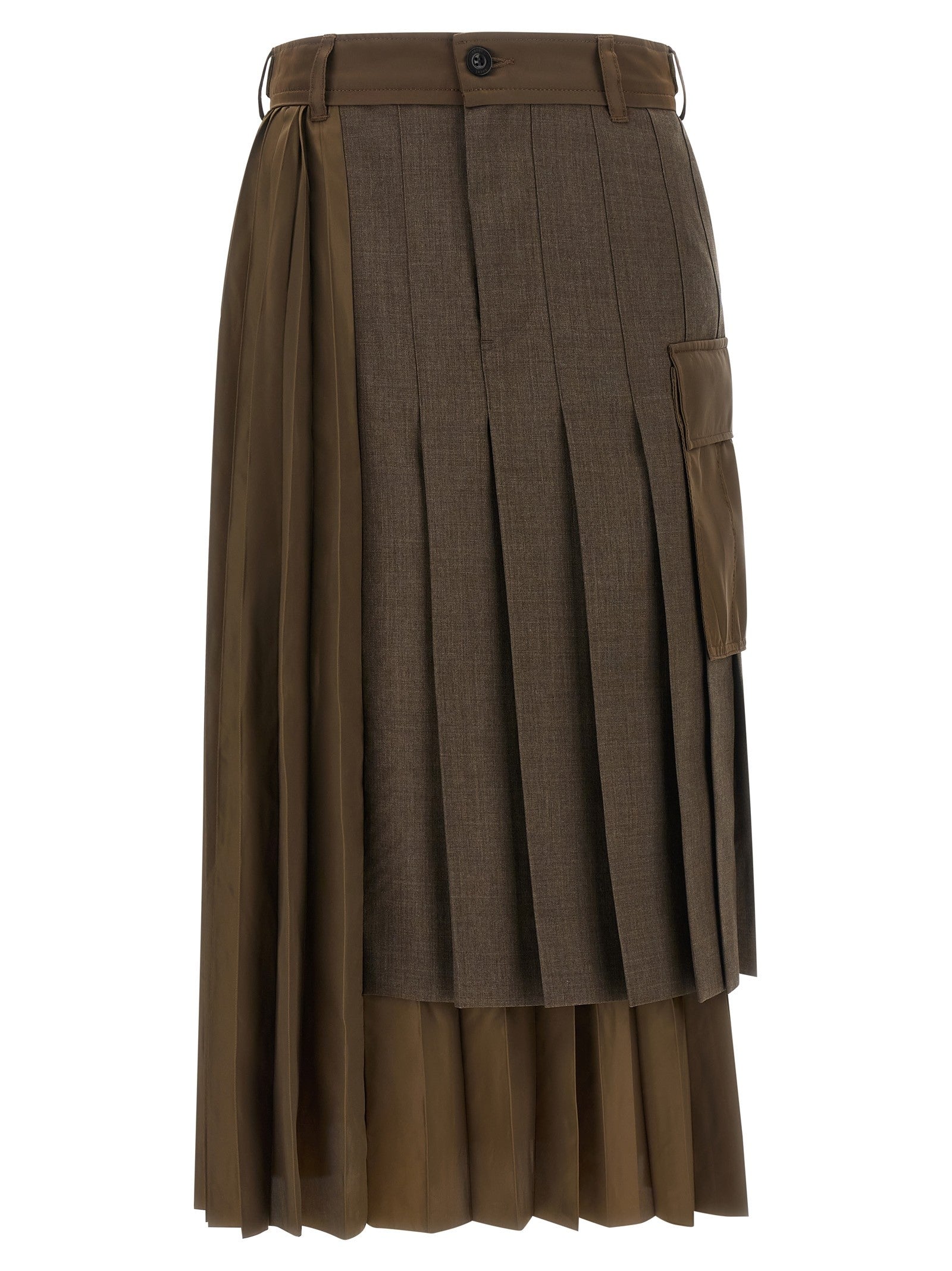 Sacai Hybrid Construction Skirt Brown