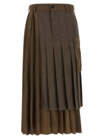 Sacai Hybrid Construction Skirt Brown