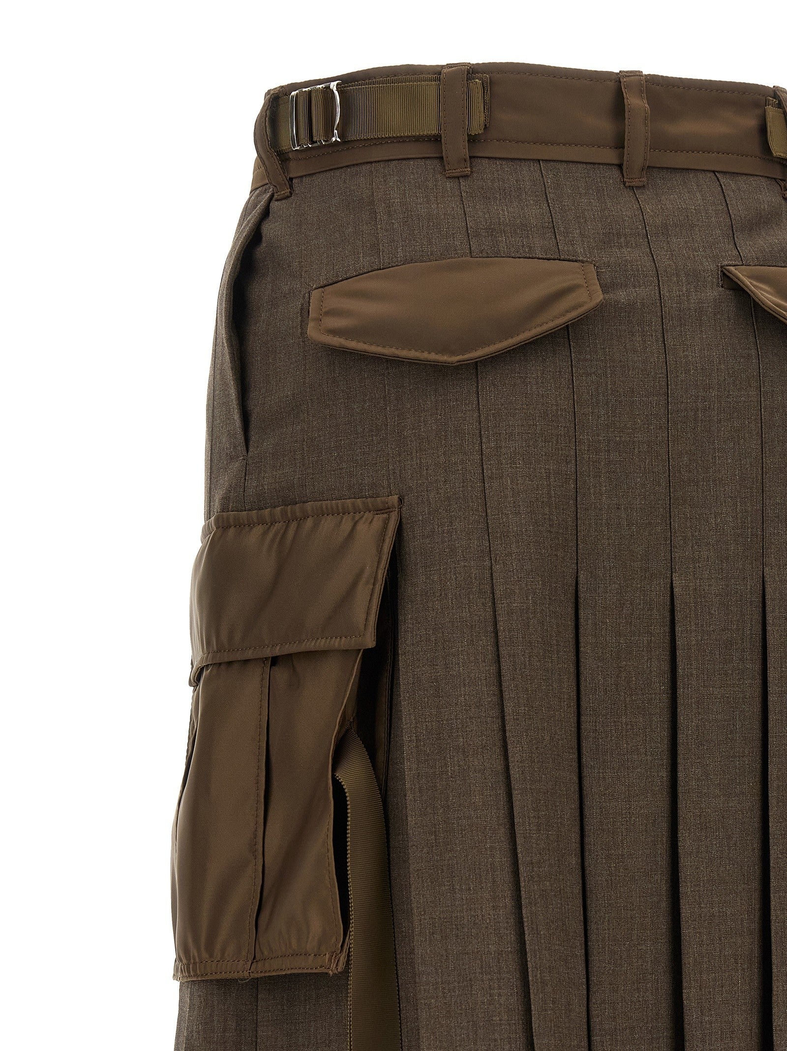 Sacai Hybrid Construction Skirt Brown