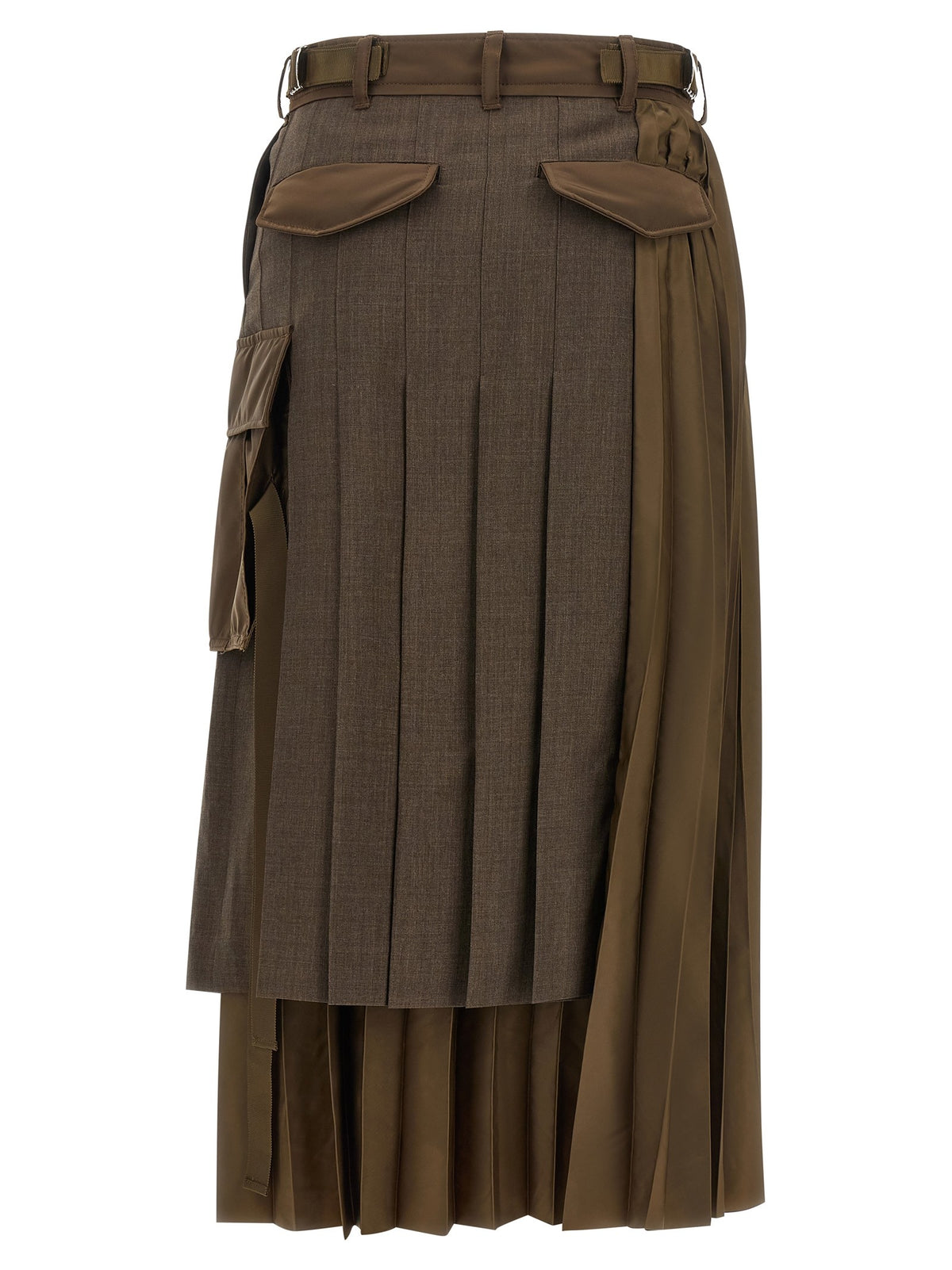 Sacai Hybrid Construction Skirt Brown, view 2