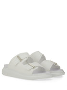 Alexander McQueen Men's Hybrid Double Buckle Sandal Silver, view 3