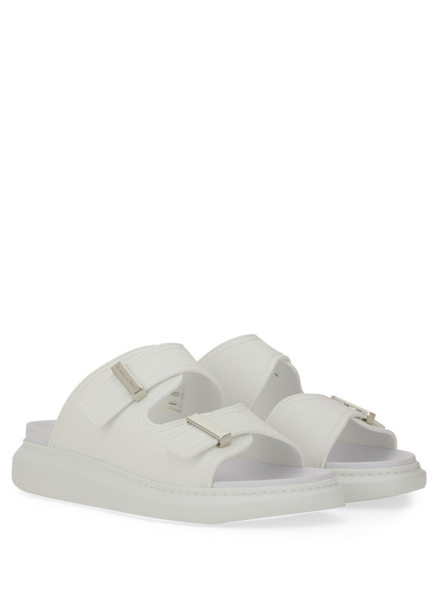 Alexander McQueen Men's Hybrid Double Buckle Sandal Silver