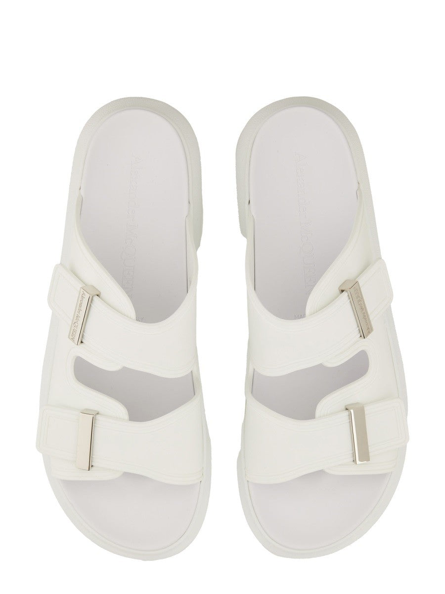 Alexander McQueen Men's Hybrid Double Buckle Sandal Silver