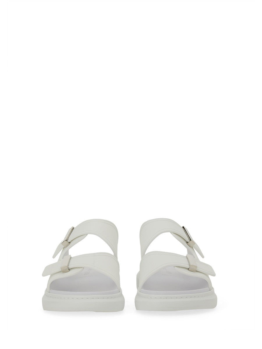Alexander McQueen Men's Hybrid Double Buckle Sandal Silver