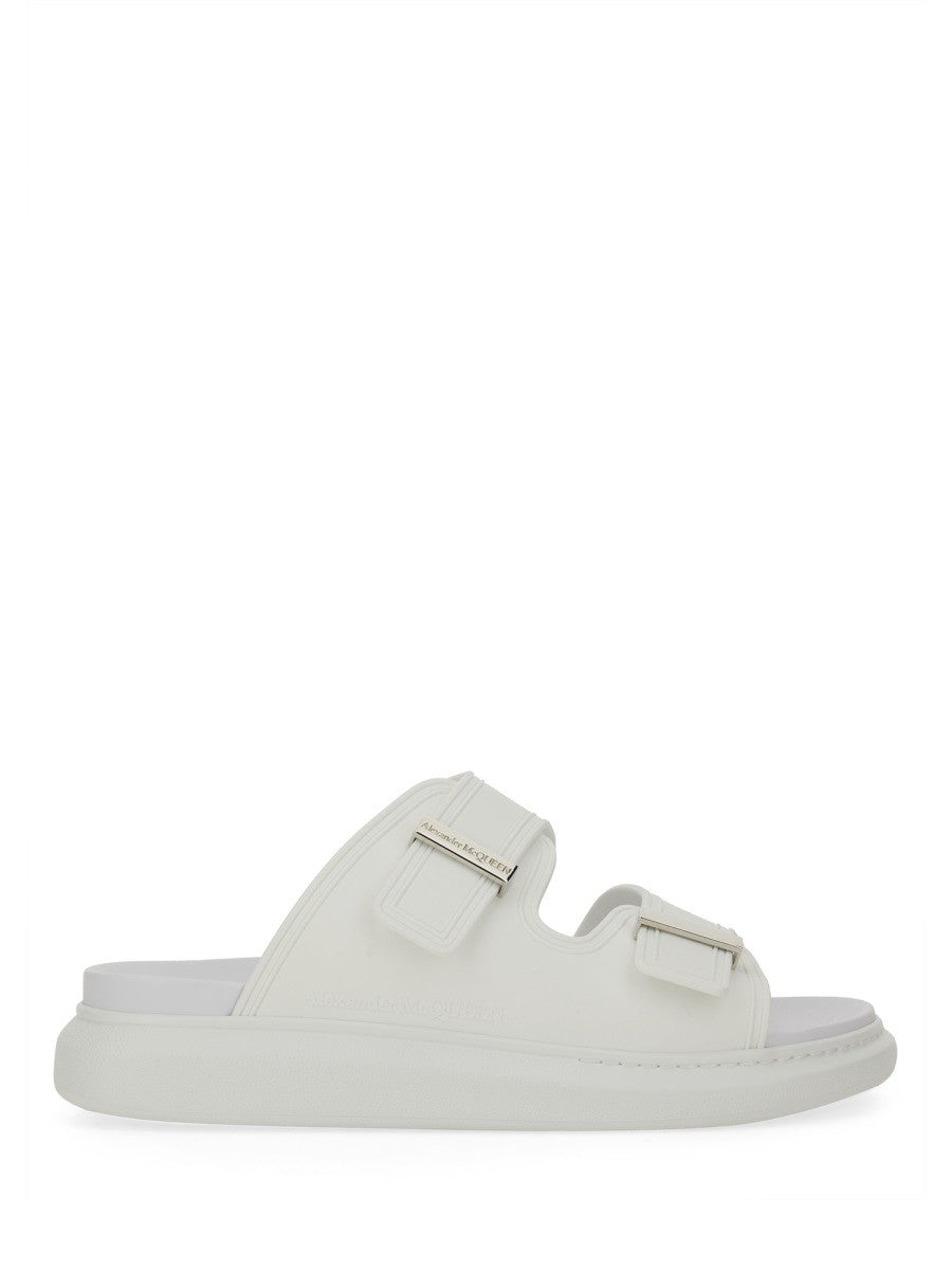 Alexander McQueen Men's Hybrid Double Buckle Sandal Silver
