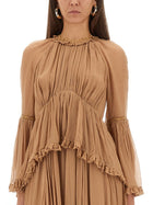 Zimmermann Women's Hypnotic Peplum Ruffle Dress Beige, view 2