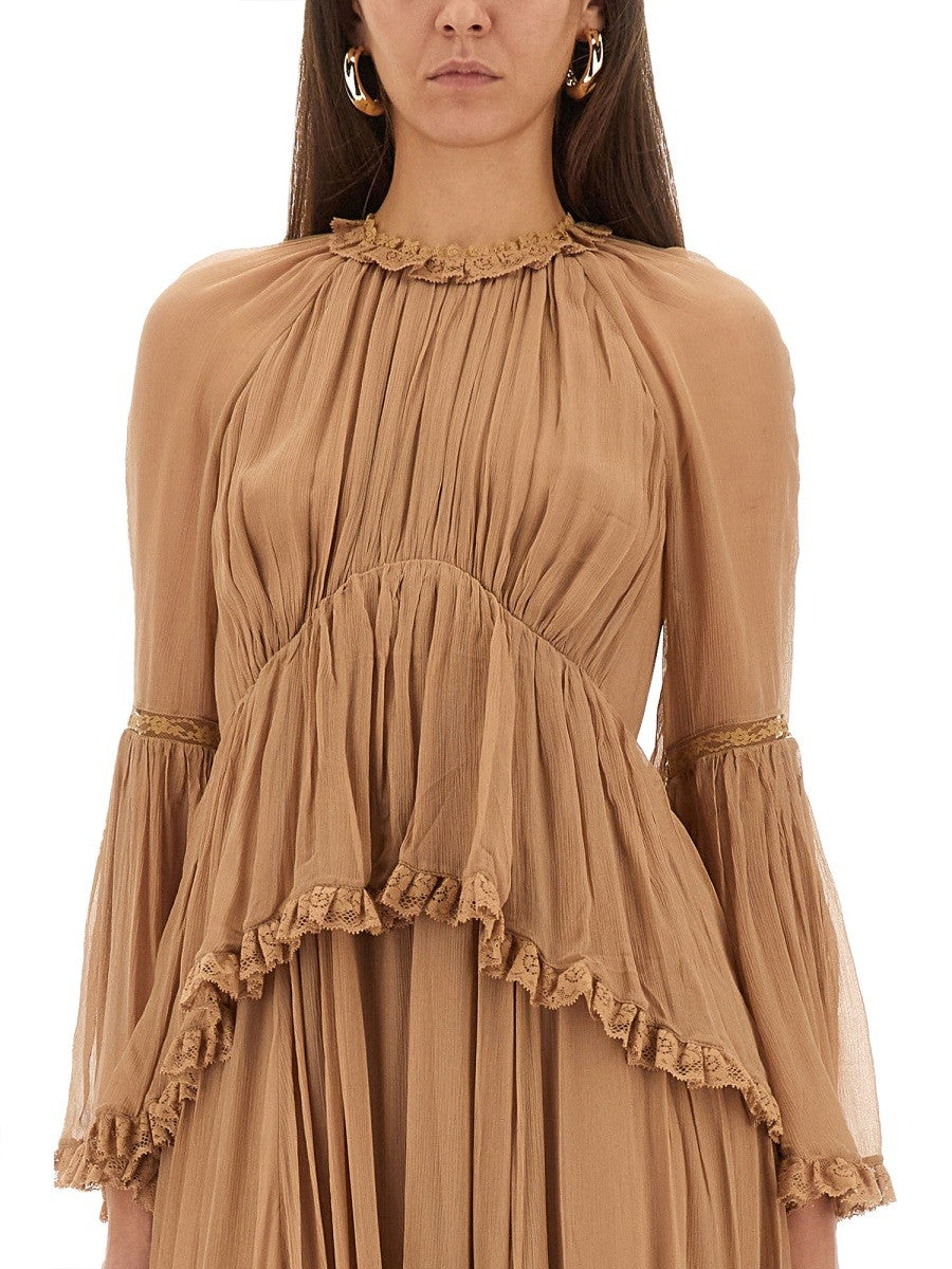 Zimmermann Women's Hypnotic Peplum Ruffle Dress Beige, view 2