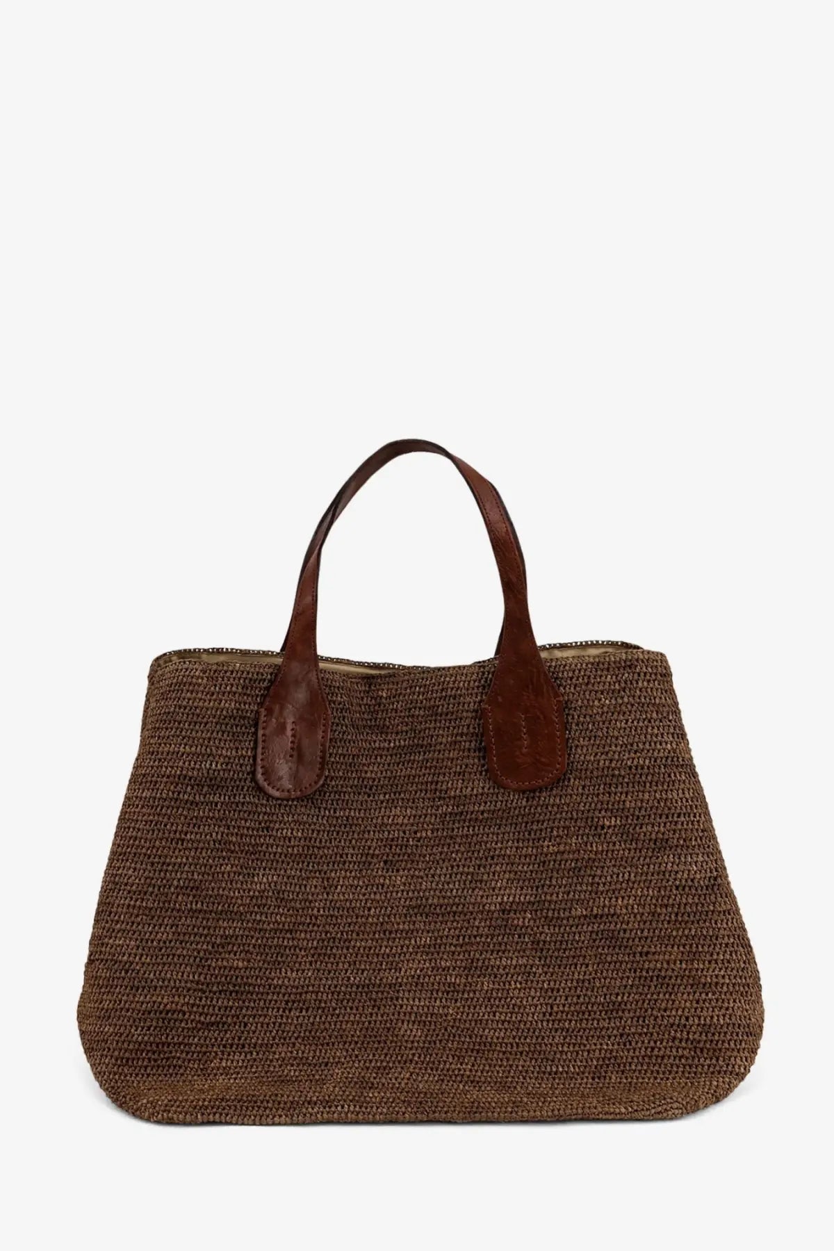 Ibeliv women’s rio raffia shoulder bag darktea brown woven straw tote bag with leather handles
