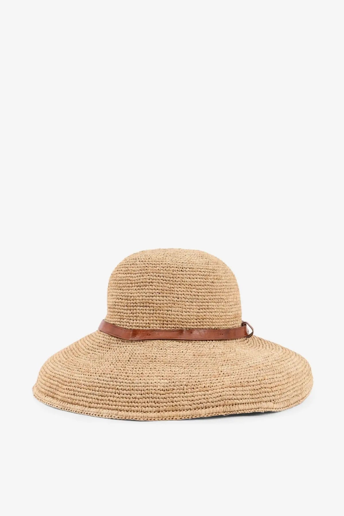 Ibeliv womens rova raffia hat beige straw sun hat with wide brim and brown leather band for sun protection