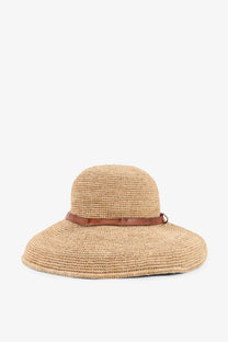 Ibeliv womens rova raffia hat beige straw sun hat with wide brim and brown leather band for sun protection