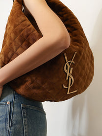 Saint Laurent Women's Icare Hobo Suede Handbag Beige