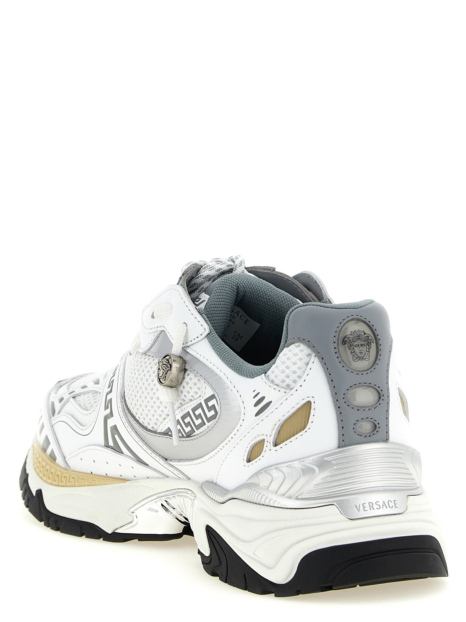 Versace Icaro Mesh and Leather Fabric Sneakers Gold