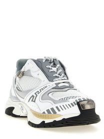 Versace Icaro Mesh and Leather Fabric Sneakers Gold