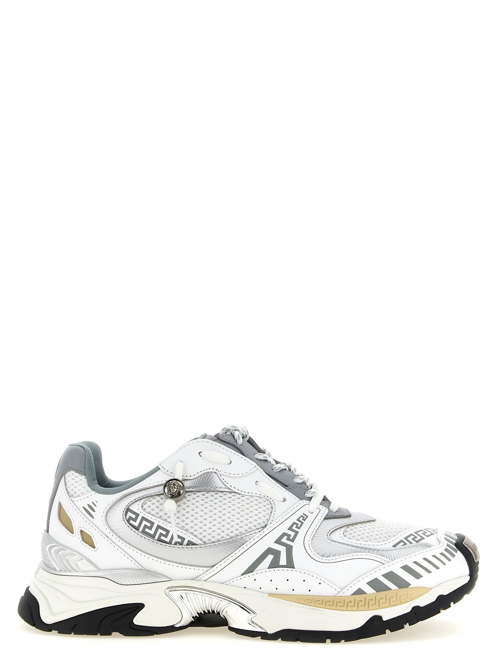 Versace Icaro Mesh and Leather Fabric Sneakers Gold