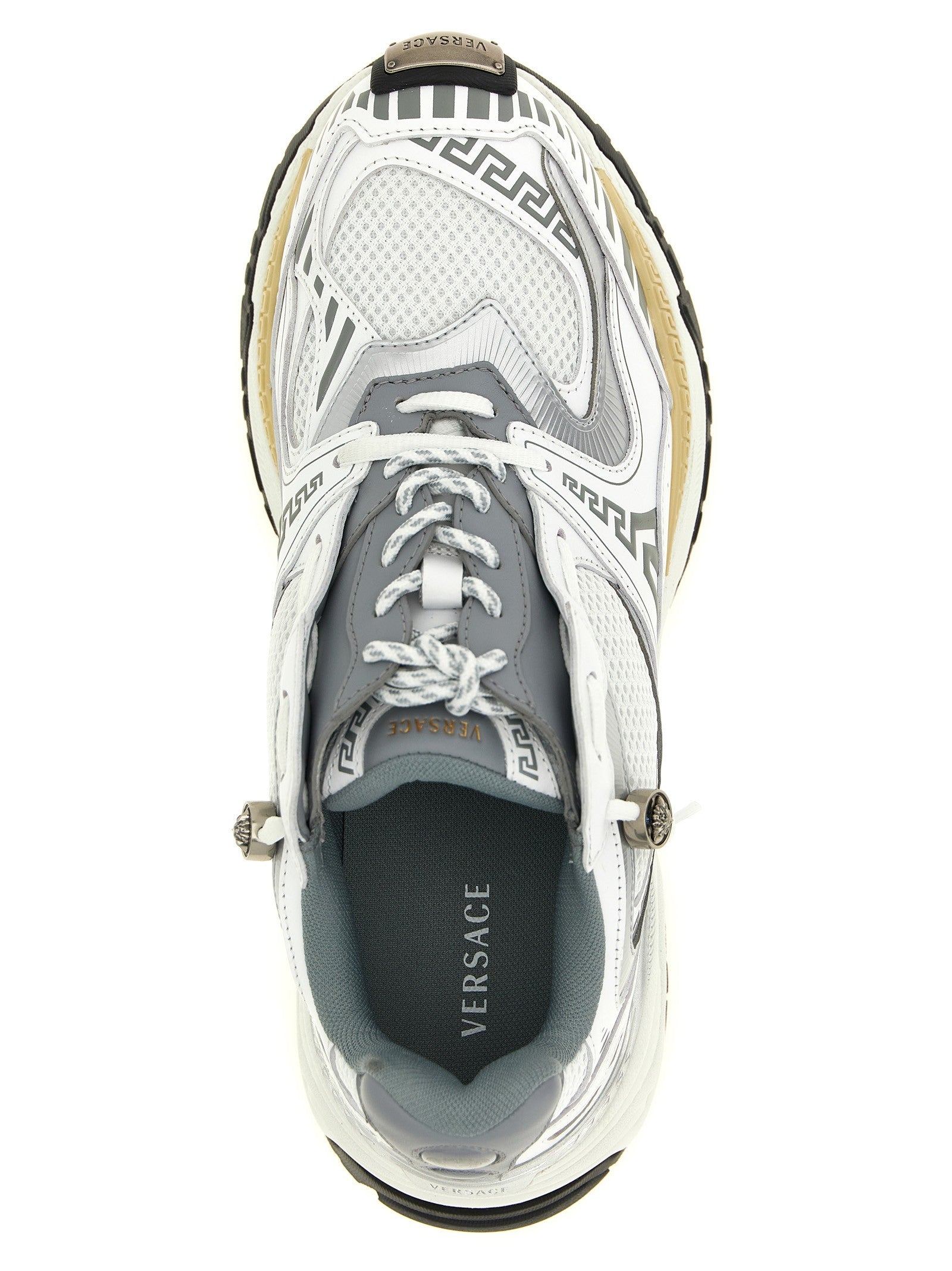 Versace Icaro Mesh and Leather Fabric Sneakers Gold