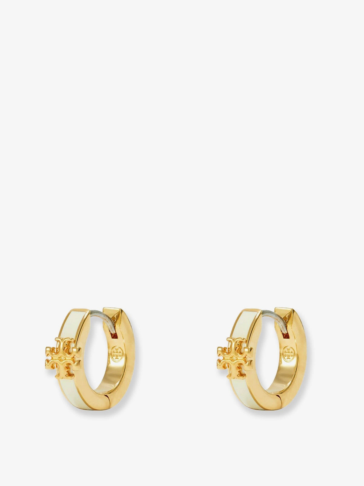 Tory Burch Women's Icon Enamel Huggie Earrings White