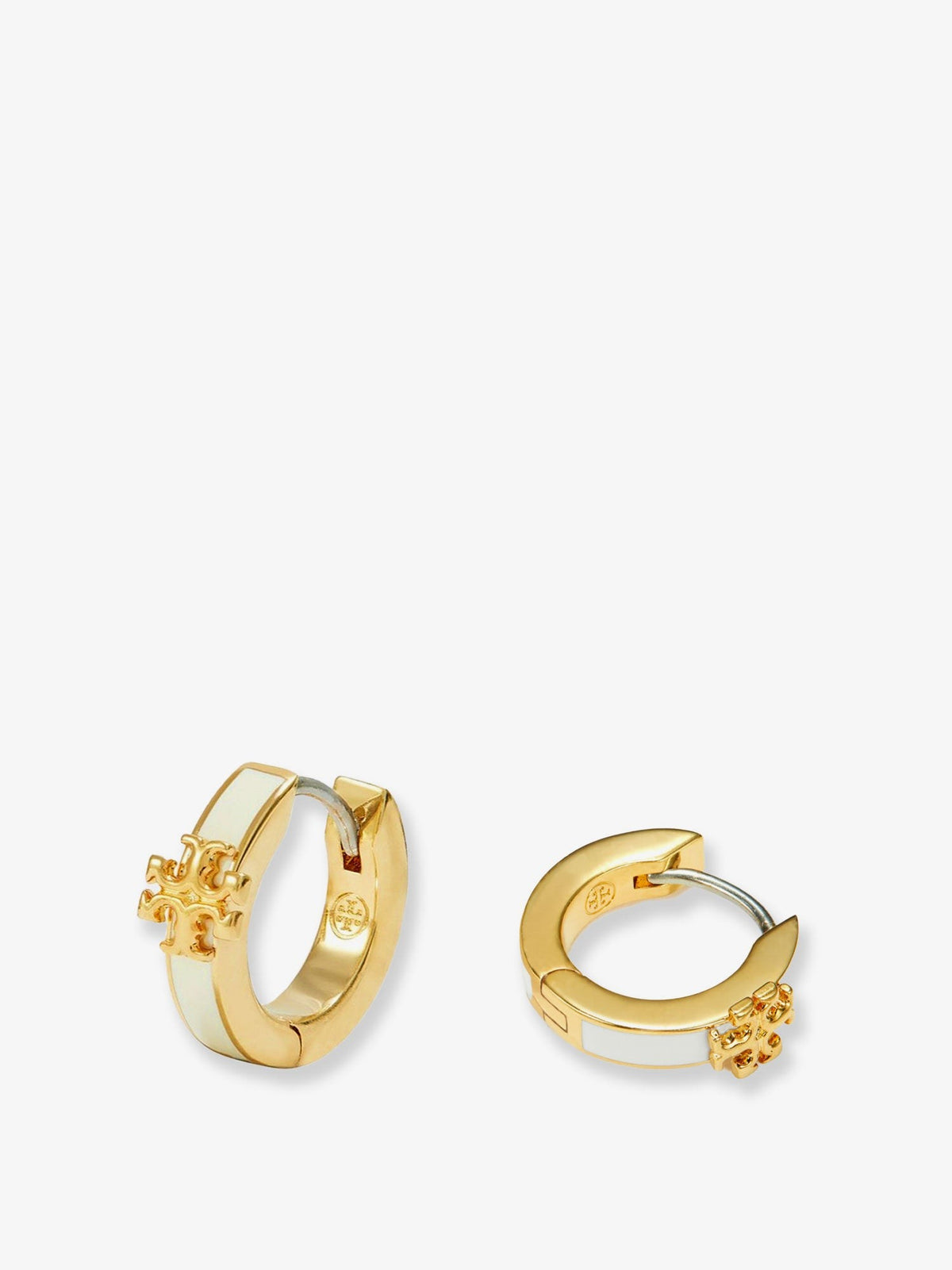 Tory Burch Women's Icon Enamel Huggie Earrings White
