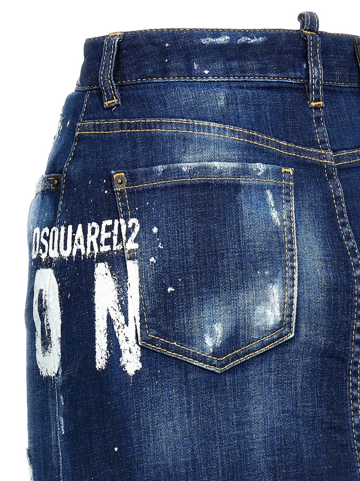 Dsquared2 Icon Spray Denim Skirt Blue