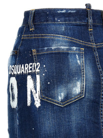 Dsquared2 Icon Spray Denim Skirt Blue