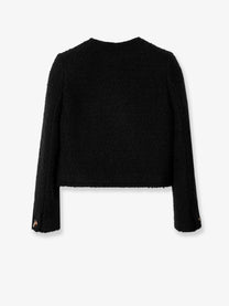 Celine Women's Icone Cashmere and Natté Wool Blazer Black, view 2