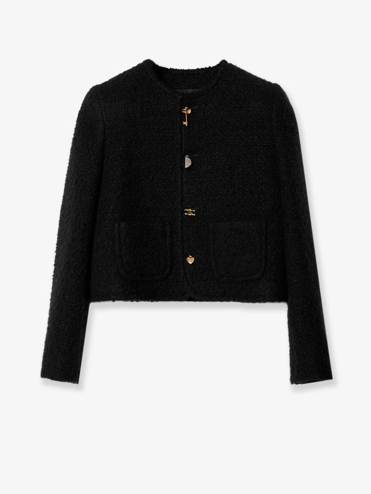 Celine Women's Icone Cashmere and Natté Wool Blazer Black