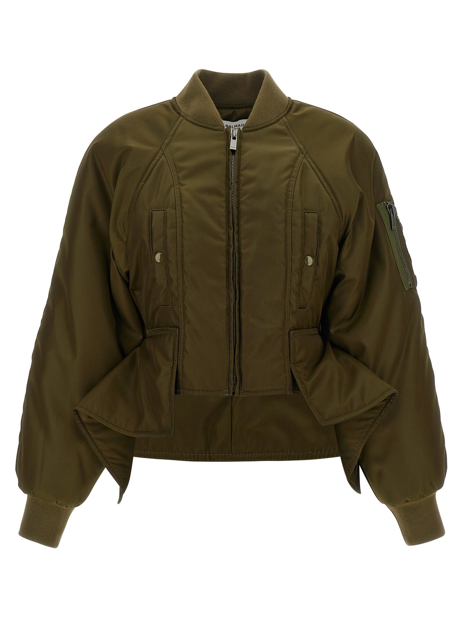 Balmain Iconica Nylon Bomber Jacket Green
