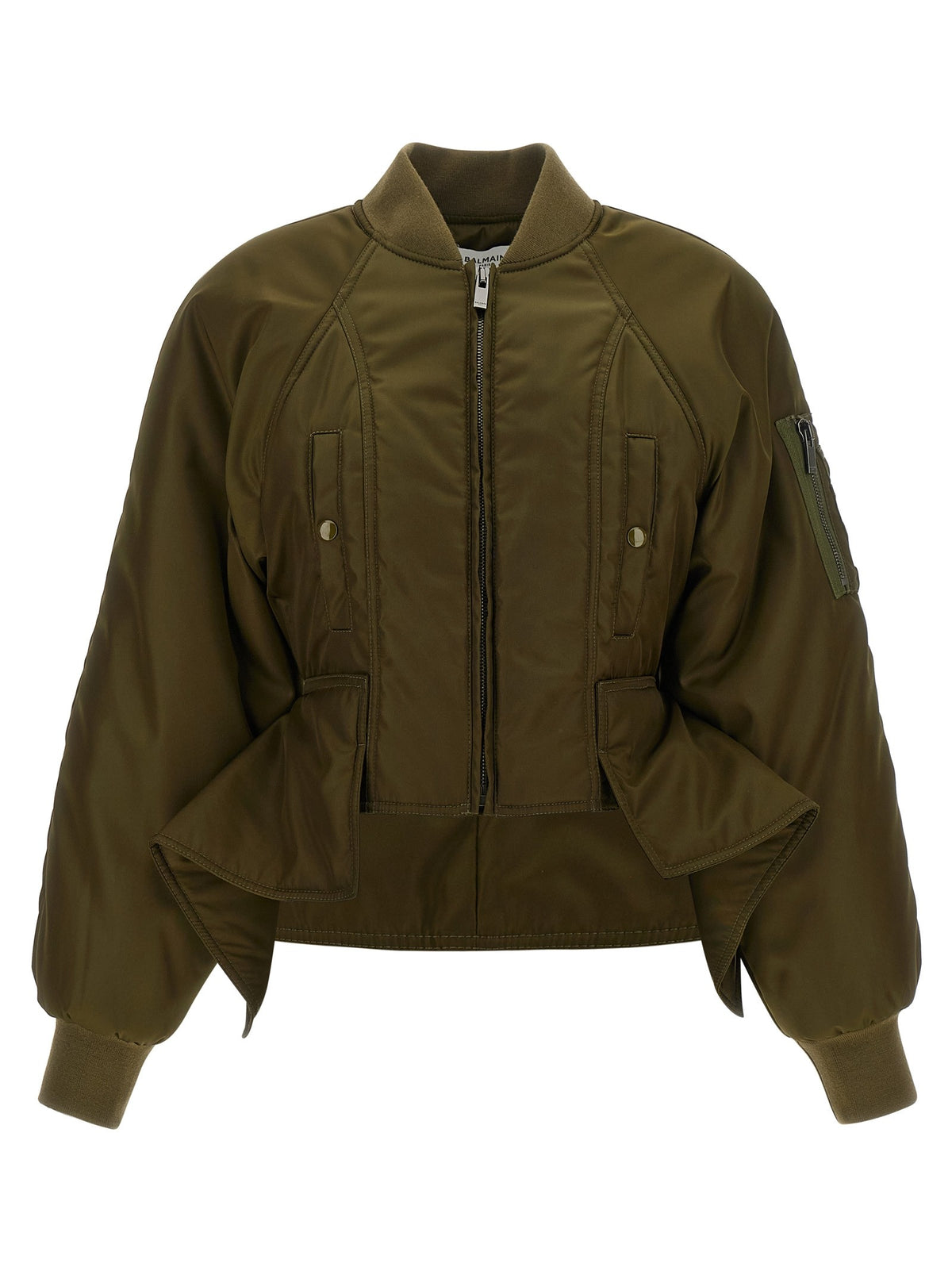 Balmain Iconica Nylon Bomber Jacket Green