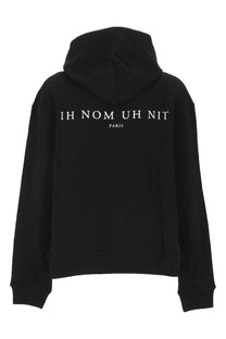 Black ih nom uh nit mens felpa con stampa hoodie with white ih nom uh nit paris text on the back