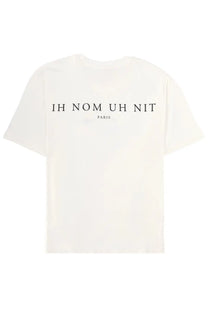 Off-white oversized ih nom uh nit men’s shirt white with bold black ih nom uh nit paris graphic on chest