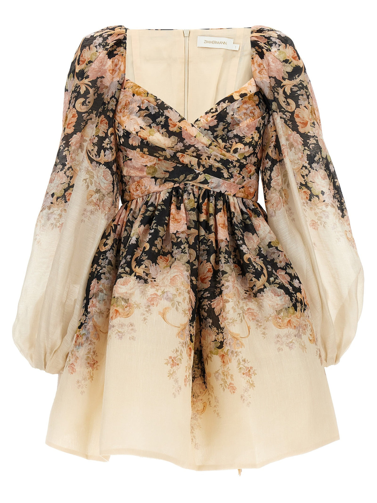 Zimmermann Illustration Draped Mini Dress Gold