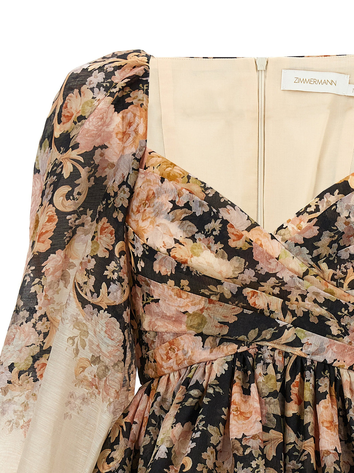Zimmermann Illustration Draped Mini Dress Gold, view 3