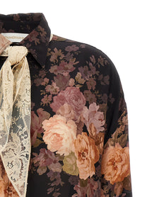Zimmermann Illustration Lace Scarf Shirt Gold, view 3