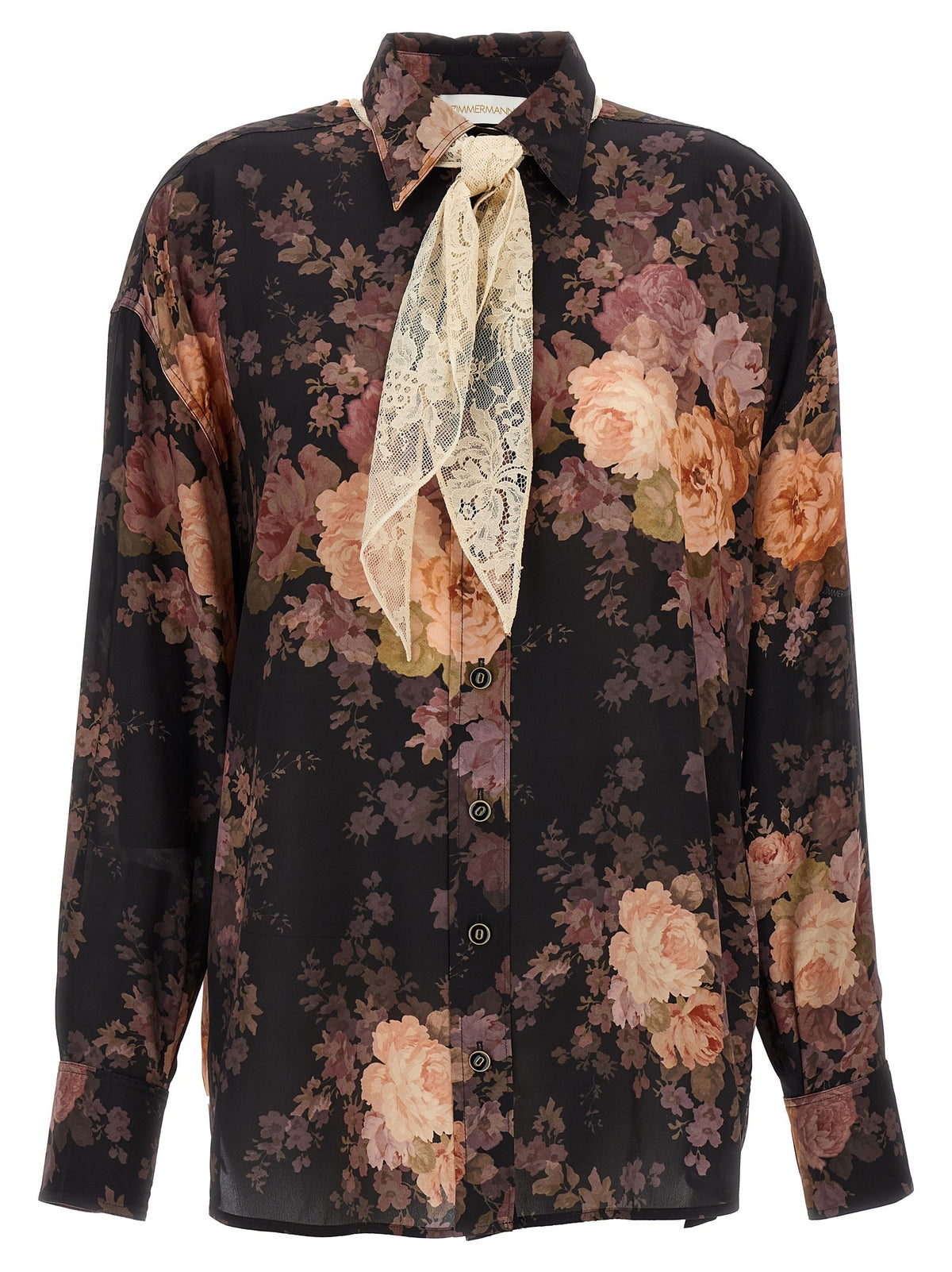 Zimmermann Illustration Lace Scarf Shirt Gold