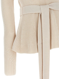 Zimmermann Illustration Peplum Sweater Beige, view 4
