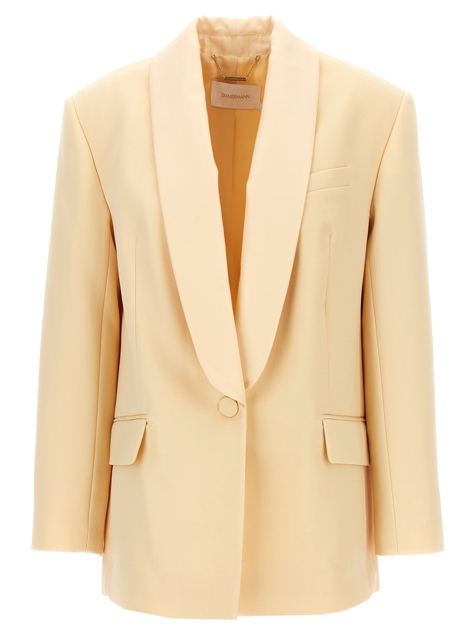 Zimmermann Illustration Shawl Tux Jacket Blazer Beige