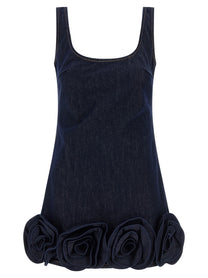 self-portrait Indigo Denim 3D Flower Mini Dress Blue