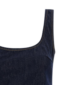 self-portrait Indigo Denim 3D Flower Mini Dress Blue