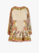 Zimmermann Women's Indra Mini Dress in Cotton and Silk Gold, view 2