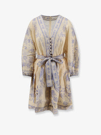 Zimmermann Women's Indra Printed Linen Dress White